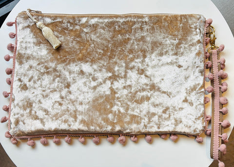 POCHETTE VELLUTO BEIGE MARTELLATO