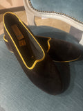 FRIULANE VELLUTO MARRONE CON BORDO DORATO