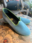 FRIULANE VELLUTO  AZZURRO CON GROS-GRAIN VERDE