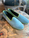 FRIULANE VELLUTO  AZZURRO CON GROS-GRAIN VERDE