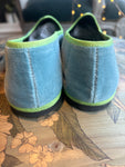 FRIULANE VELLUTO  AZZURRO CON GROS-GRAIN VERDE