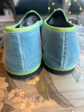 FRIULANE VELLUTO  AZZURRO CON GROS-GRAIN VERDE