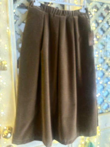 GONNA VELLUTO DI COTONE MARRONE CASTAGNA