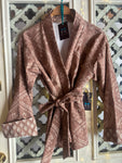 KIMONO COTONE BEIGE ROSE’ STAMPATO BICOLORE