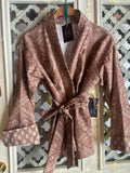 KIMONO COTONE BEIGE ROSE’ STAMPATO BICOLORE