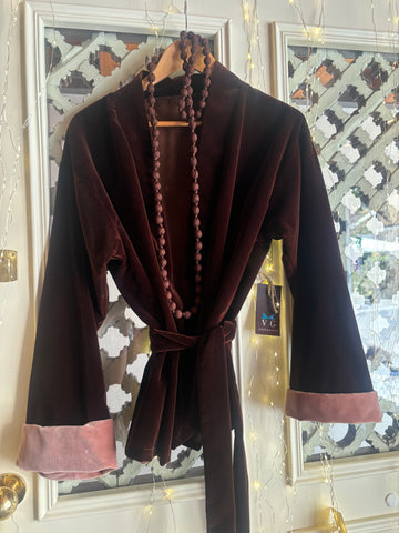 KIMONO VELLUTO COTONE CIOCCOLATO
