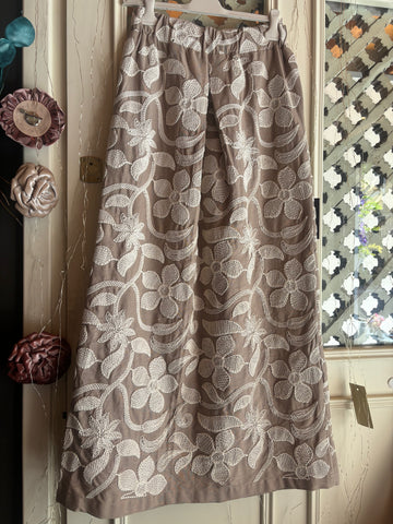 GONNA COTONE RICAMATO BEIGE