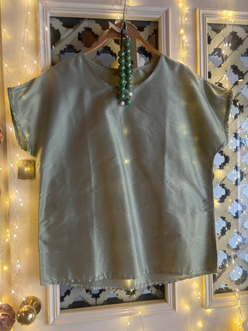 CAMICIA SHANTUNG SETA VERDE MELA