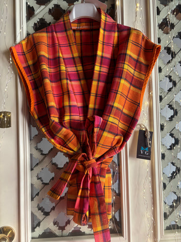 GILET QUADRI FUXIA ARANCIO SGARGIANTE