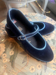MARY JANE VELLUTO BLU CON BORDATURA AVIO