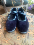 MARY JANE VELLUTO BLU CON BORDATURA AVIO