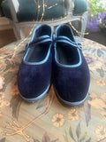MARY JANE VELLUTO BLU CON BORDATURA AVIO