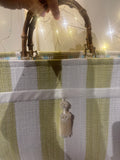BORSA GRACE CANVAS COTONE RIGHE VERDE