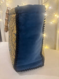 BORSA AUDREY FANTASIA DAMASCATA AZZURRO ORO