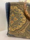 BORSA AUDREY FANTASIA DAMASCATA AZZURRO ORO