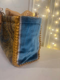 BORSA LIZ DAMASCATO AZZURRO ORO
