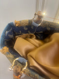 BORSA LIZ DAMASCATO AZZURRO ORO