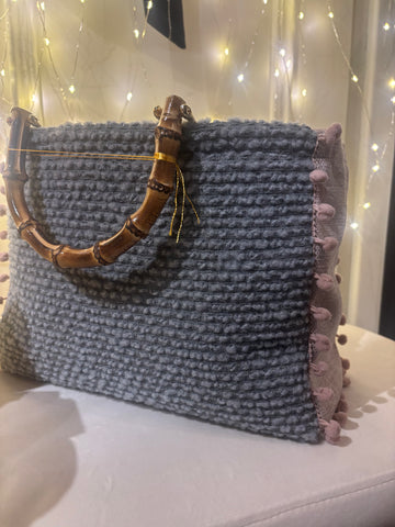 BORSA AUDREY LANA BOUCLE' BICOLOR GRIGIO