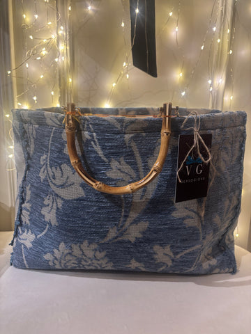 BORSA GRACE AZZURRO BROCCATO