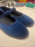MARY JANE VELLUTO BLU CON BORDATURA BLU