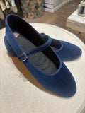 MARY JANE VELLUTO BLU CON BORDATURA BLU