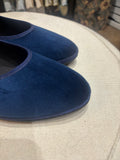 MARY JANE VELLUTO BLU CON BORDATURA BLU