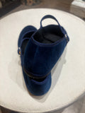 MARY JANE VELLUTO BLU CON BORDATURA BLU