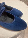 MARY JANE VELLUTO BLU CON BORDATURA BLU