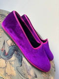 FRIULANE VELLUTO VIOLA CON GROS-GRAIN FUXIA