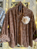 KIMONO COTONE NOCCIOLA RICAMATO A MANO