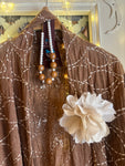 KIMONO COTONE NOCCIOLA RICAMATO A MANO