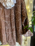 KIMONO COTONE NOCCIOLA RICAMATO A MANO