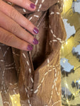 KIMONO COTONE NOCCIOLA RICAMATO A MANO