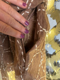 KIMONO COTONE NOCCIOLA RICAMATO A MANO