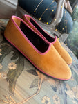 FRIULANE VELLUTO OCRA CON GROS-GRAIN PEONIA