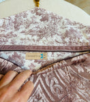 POCHETTE VELLUTO BROCCATO ROSA ANTICO CON NAPPINA BORDEAUX