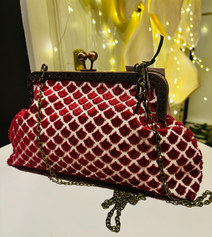 POCHETTE CLIC CLAC VELLUTO MAGENTA