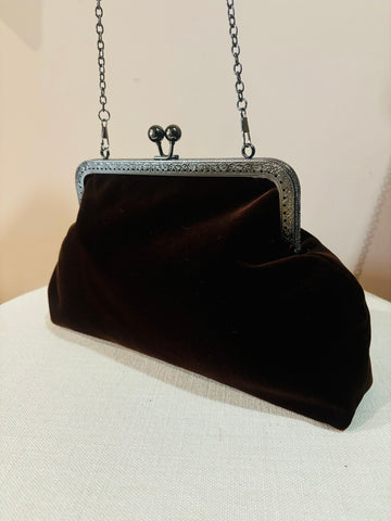 POCHETTE CLIC CLAC VELLUTO MARRONE