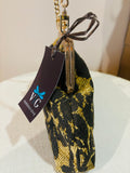 POCHETTE CLIC CLAC VELLUTO DAMASCATO NERO BEIGE
