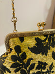 POCHETTE CLIC CLAC VELLUTO DAMASCATO NERO BEIGE
