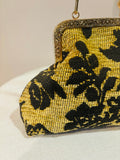 POCHETTE CLIC CLAC VELLUTO DAMASCATO NERO BEIGE
