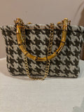 BORSA LIZ PIED DE POULE MARRONE BEIGE