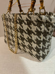 BORSA LIZ PIED DE POULE MARRONE BEIGE
