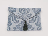 POCHETTE VELLUTO DAMASCATO AZZURRO