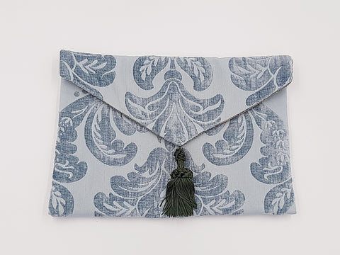 POCHETTE VELLUTO DAMASCATO AZZURRO