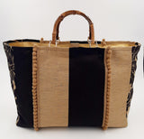 BORSA GRACE TESSUTO RIGA ORO NERA CON INTERNO JACQUARD ORO