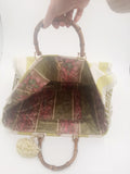 BORSA GRACE TESSUTO RIGHE BICOLORE CON BANDE DIS. GEOMETRICO