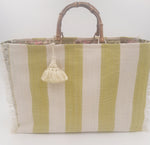 BORSA GRACE TESSUTO RIGHE BICOLORE CON BANDE DIS. GEOMETRICO