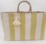 BORSA GRACE TESSUTO RIGHE BICOLORE CON BANDE DIS. GEOMETRICO