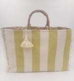 BORSA GRACE TESSUTO RIGHE BICOLORE CON BANDE DIS. GEOMETRICO